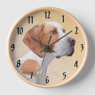 Horloge Peinture de pointeur - jolie art original de chien