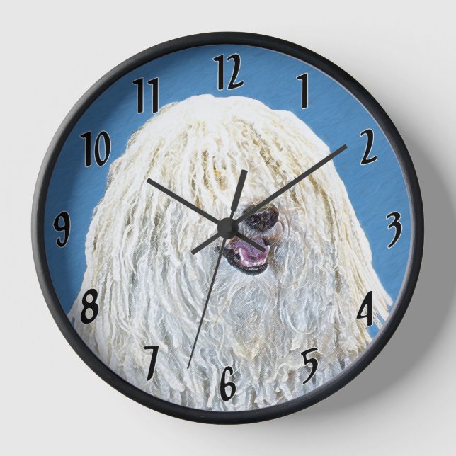 Horloge Peinture de Puli - Art de chien original mignon (Recto)