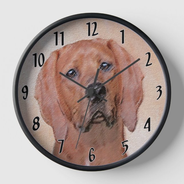 Horloge Peinture de Redbone Coonhound - Art original de ch (Recto)