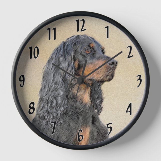 Horloge Peinture de Setter Gordon - Art Original de Chien  (Recto)