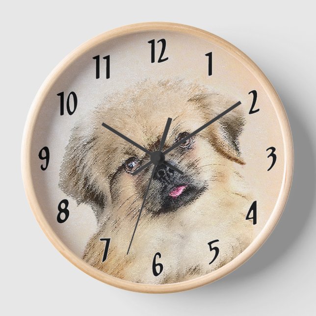 Horloge Peinture de Spaniel Tibétain - Art Original de Chi (Recto)