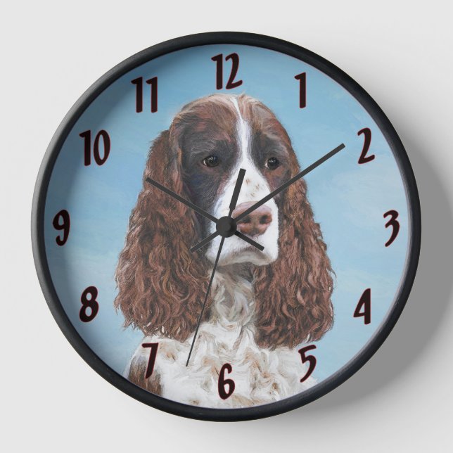 Horloge Peinture de Springer Spaniel Anglais, Art Original (Recto)