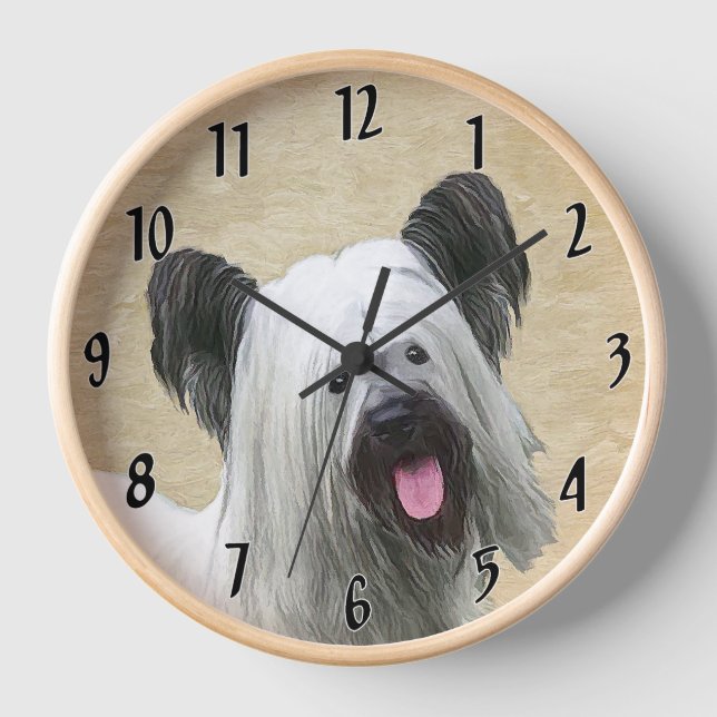 Horloge Peinture de Terrier Skye - Drôle d'Art Original de (Recto)