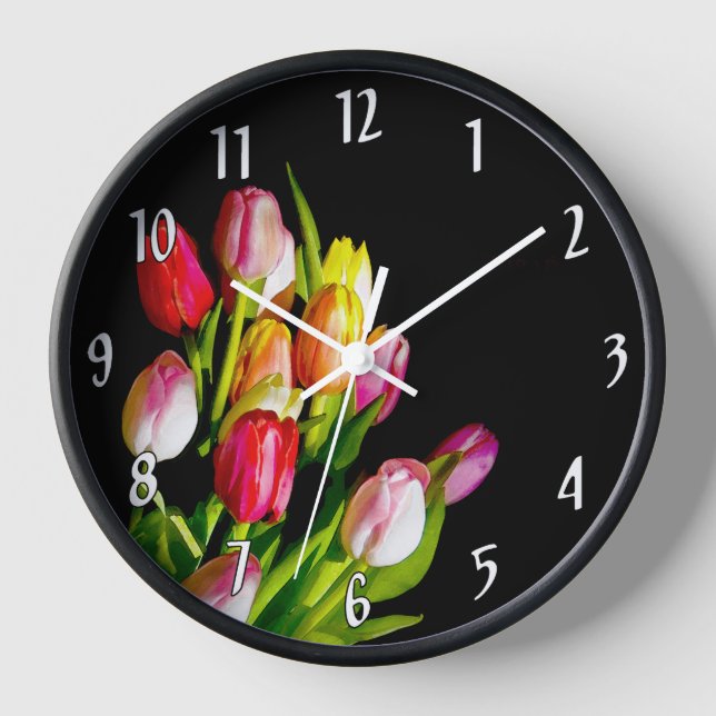 Horloge Peinture de Tulipe - Art Floral Original (Recto)