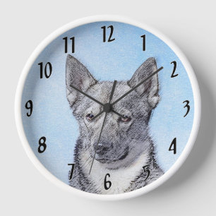 Horloge Peinture de Vallhund Suédois - Art Original de Chi