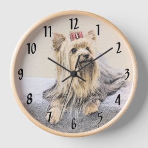 Horloge Peinture de Yorkshire Terrier - Cute Original Dog 