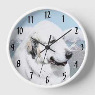 Horloge Peinture des Grands Pyrénées - Art original de chi
