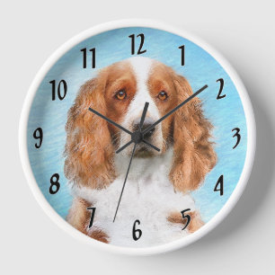Horloge Peinture d'espagnol Welsh Springer - Art original