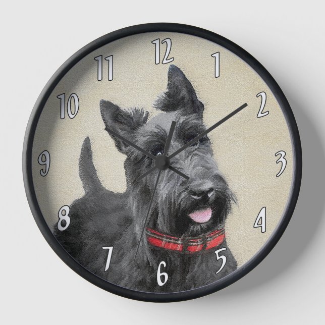Horloge Peinture écossaise Terrier - Cute Original Chien A (Recto)