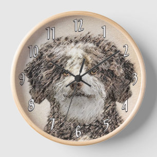 Horloge Peinture espagnole de chien d'eau - jolie art orig