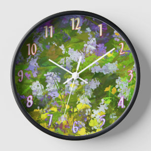 Horloge Peinture fleur sauvage Impasto - Art Fleur Origina