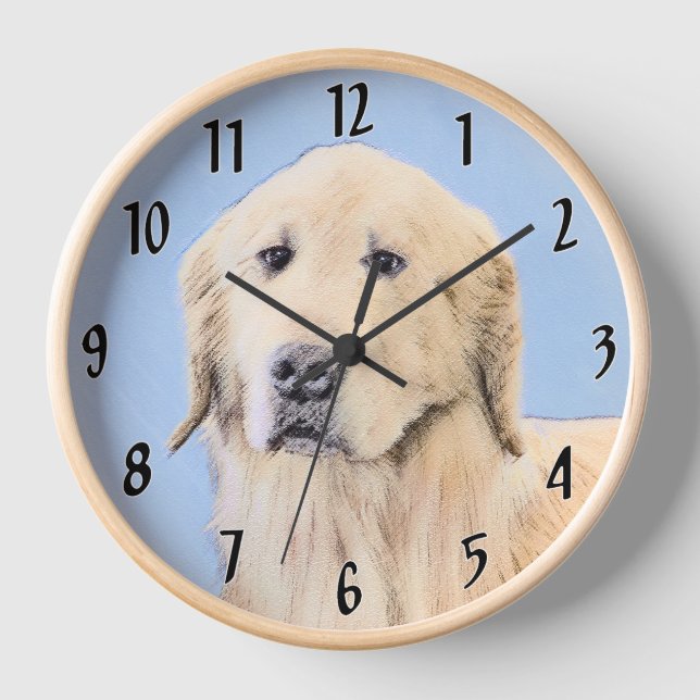 Horloge Peinture Golden Retriever - Joli art original chie (Recto)