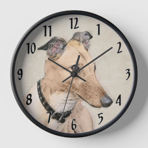 Horloge Peinture Greyhound - Cute Original Chien Art