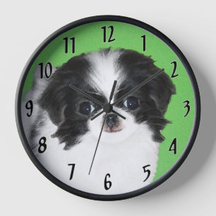 Horloge Peinture japonaise de chiot - Chien Art