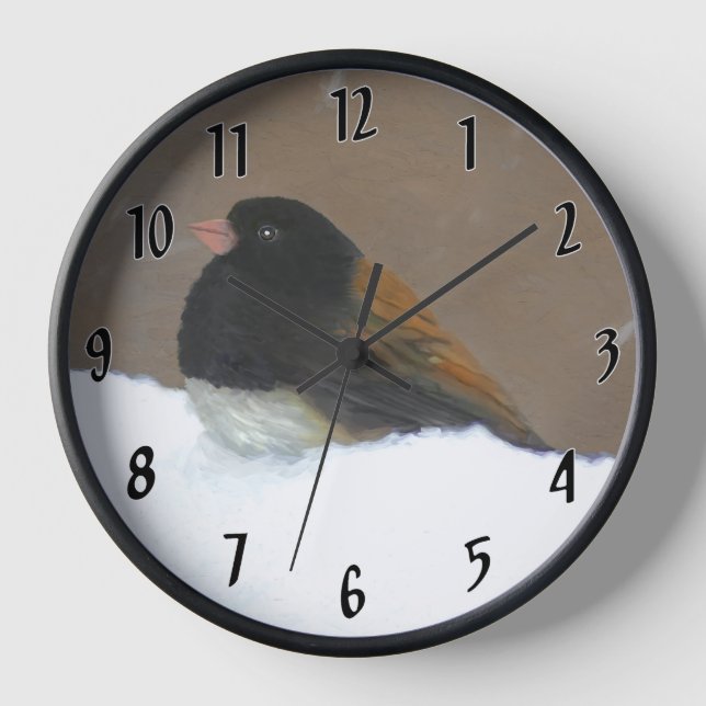 Horloge Peinture Junco foncée - Art original pour oiseaux (Recto)