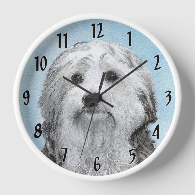Horloge Peinture Lowchen - Cute Original Chien Art (Recto)
