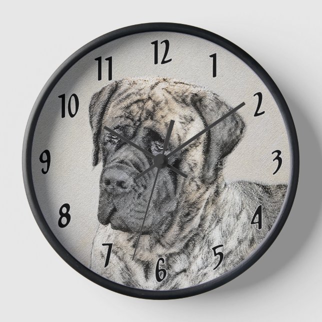 Horloge Peinture mastiff anglaise (Brindle) - Dog Art (Recto)