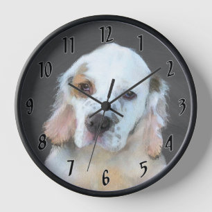 Horloge Peinture originale de chiot Clumber Spaniel - Art