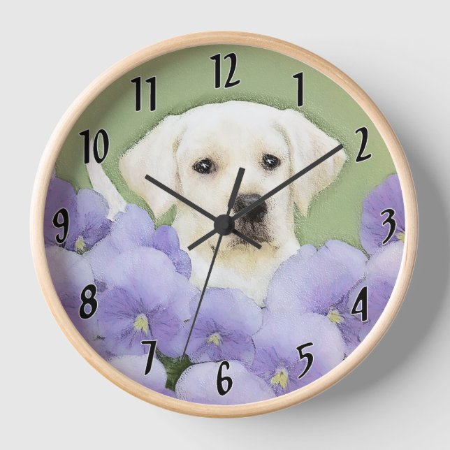 Horloge Peinture originale de chiot Labrador Retriever Art (Recto)