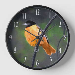 Horloge Peinture Oriole - Art Oiseau Original