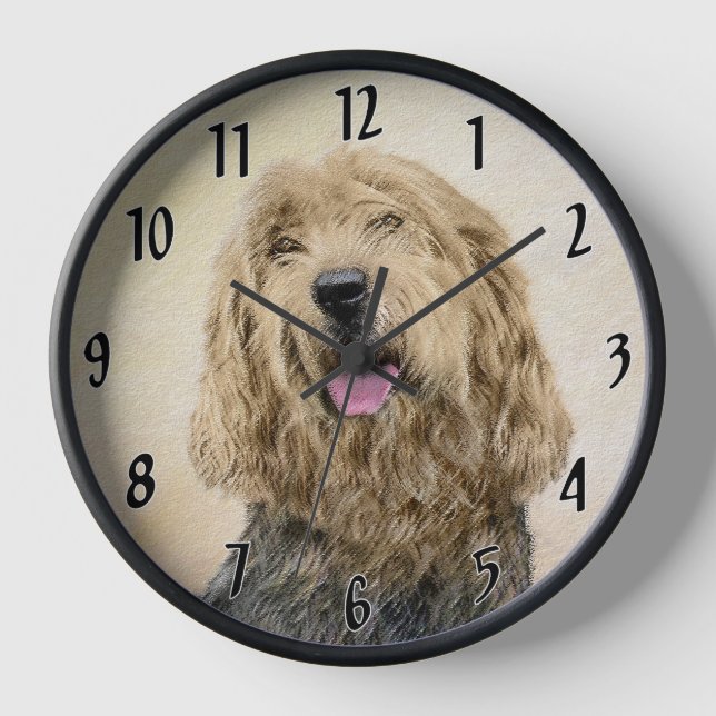Horloge Peinture Otterhound - Art Original et Mignon de Ch (Recto)