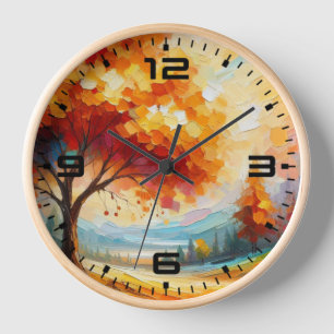 Horloge Peinture Paysagère Aux Couleurs Lumineuses-96771