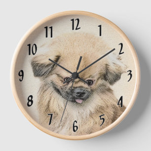 Horloge Peinture Pekingese - Cute Original Chien Art