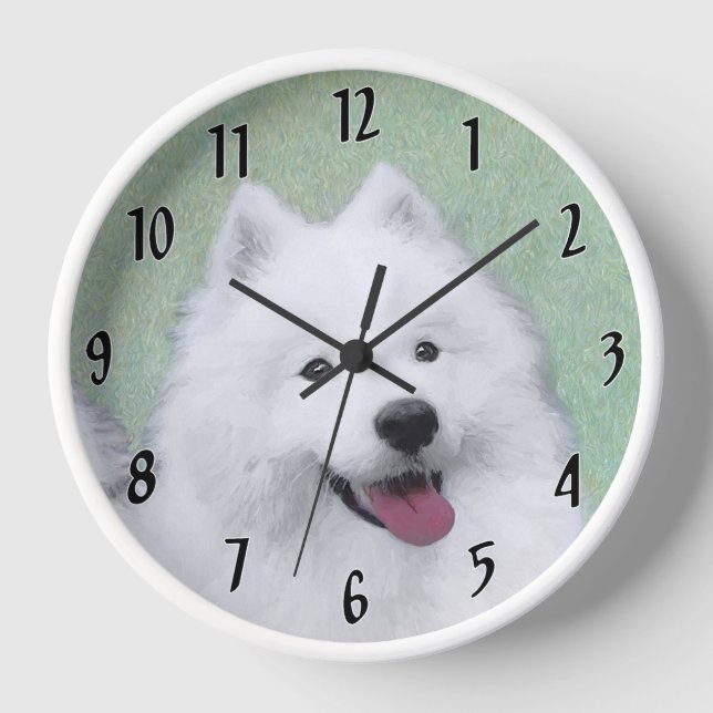Horloge Peinture Samoyed - Cute Original Chien Art (Recto)