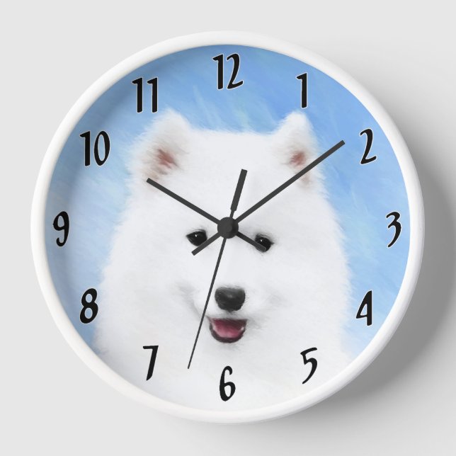 Horloge Peinture Samoyed Puppy - Jolie Art Original Chien (Recto)