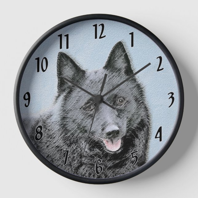 Horloge Peinture Schipperke - Art Original Mignon de Chien (Recto)