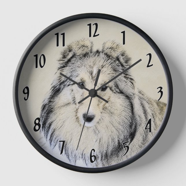 Horloge Peinture Shetland Sheepdog - Jolie art original ch (Recto)