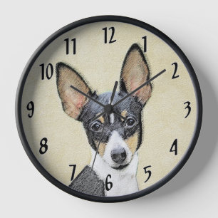 Horloge Peinture Toy Fox Terrier - Art Original Chien Mign