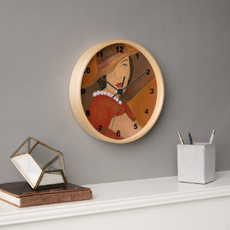 Horloge Peinture vintage Portrait de fille