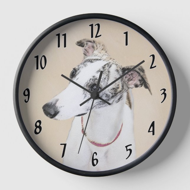 Horloge Peinture Whippet - Jolie art original chien (Recto)