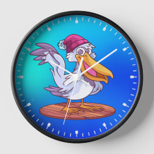 Horloge Pelican de Noël dessinée à la main