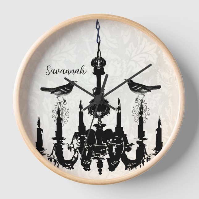 Horloge pendante jaune moutarde personnalisée avec (Recto)