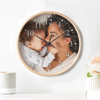Horloge Pépinière photo personnalisée pour la mère et le b