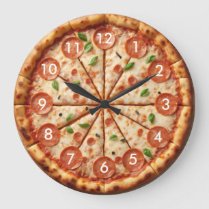 Horloge Pepperoni à la pizza - Horloge Pizza fraîc
