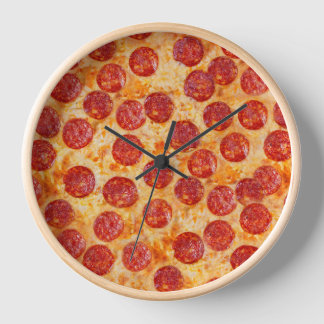 Horloge Pepperoni Pizza réaliste