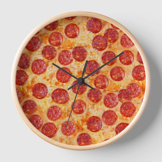 Horloge Pepperoni Pizza réaliste (Recto)