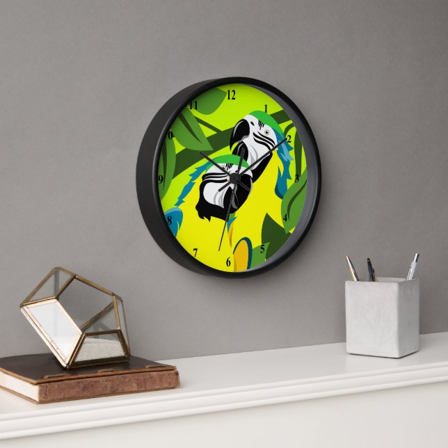 Horloge Perroquets macaw bleu et or (Bureau)