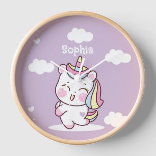 Horloge Personalisé Kawaii Magique Unicorn Girls Nursery