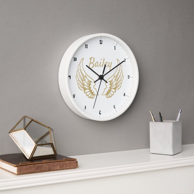 HORLOGE PERSONALISED GOLD ANGEL WINGS (Bureau)