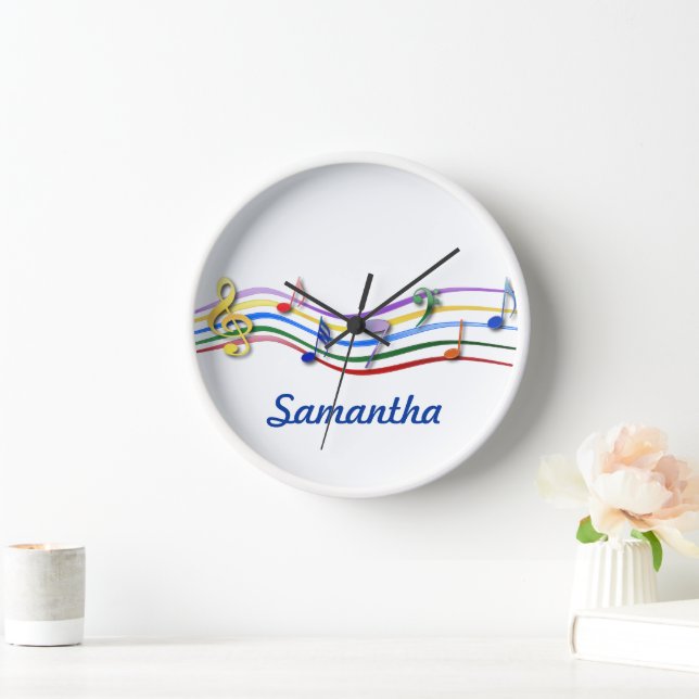 Horloge Personalized Rainbow Colored Music Notes (Maison)