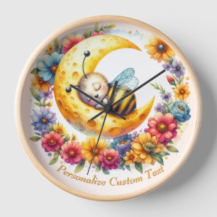 Horloge Personnalisé mignon bébé bumble abeille dormant su