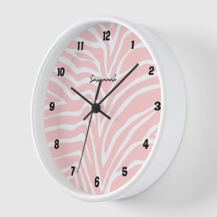 Horloge Personnalisé noir rose zèbre n'importe quelle horl