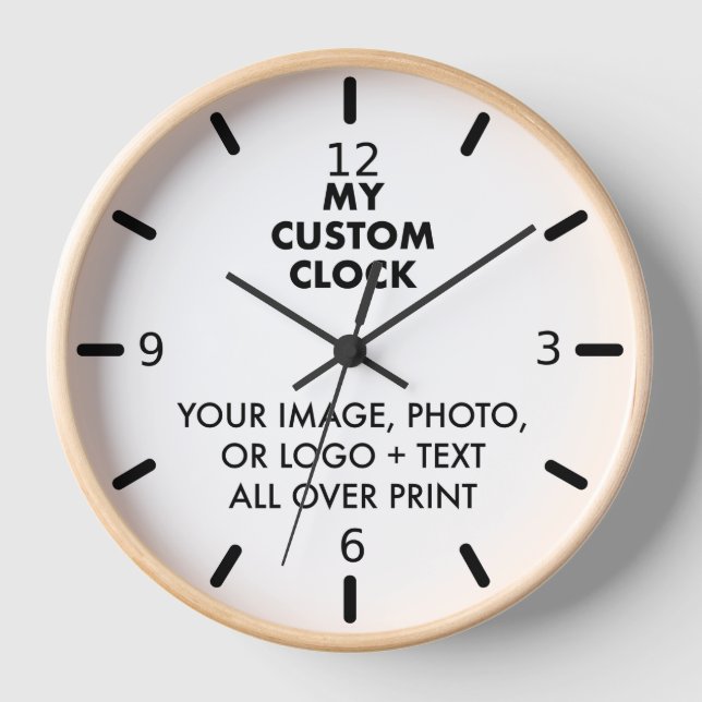 Horloge personnalisée Bois naturel, Mains NOIRES,  (Recto)