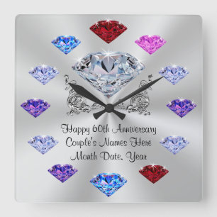 Horloge personnalisée d'anniversaire de diamant,