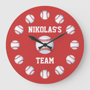 Horloge personnalisée de baseball Nom personnalisé