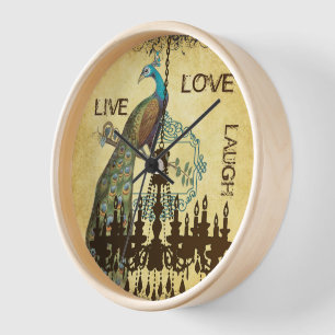 Horloge personnalisée du lustre Peacock